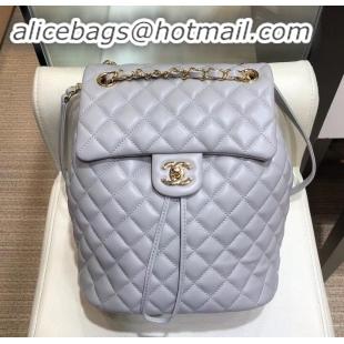 Popular Style Chanel Quilting sheepskin Backpack Bag A91121 gray with gold hardware