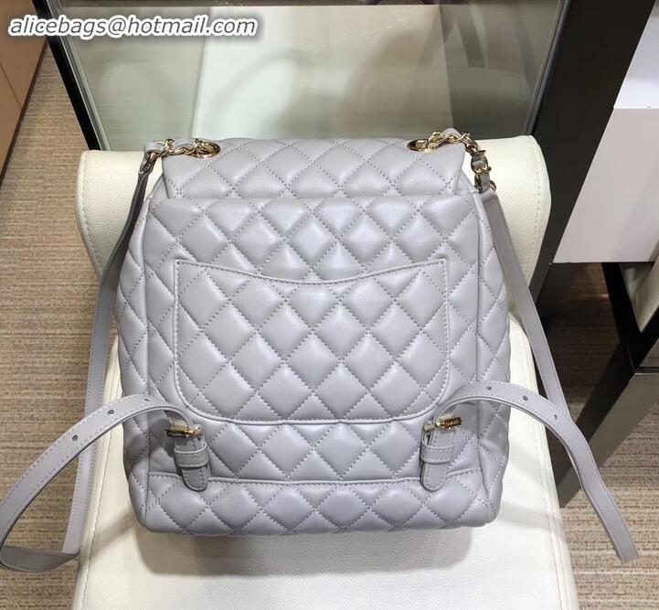 Popular Style Chanel Quilting sheepskin Backpack Bag A91121 gray with gold hardware