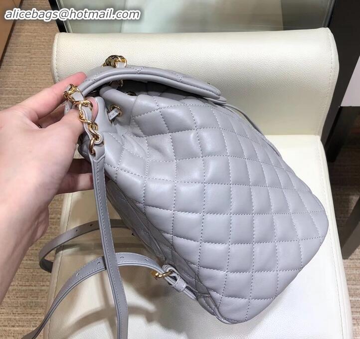 Popular Style Chanel Quilting sheepskin Backpack Bag A91121 gray with gold hardware