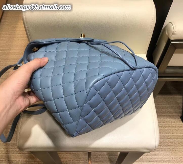 Good Quality Chanel Quilting sheepskin Backpack Bag A91121 blue with gold hardware