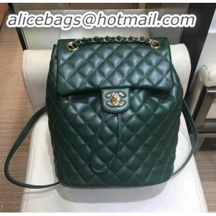 Top Quality Chanel Quilting sheepskin Backpack Bag A91121 green with gold hardware