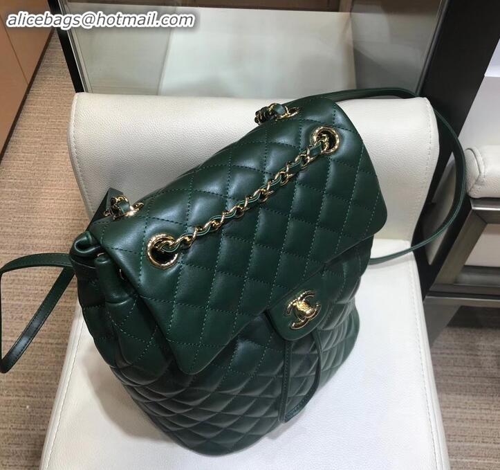 Top Quality Chanel Quilting sheepskin Backpack Bag A91121 green with gold hardware