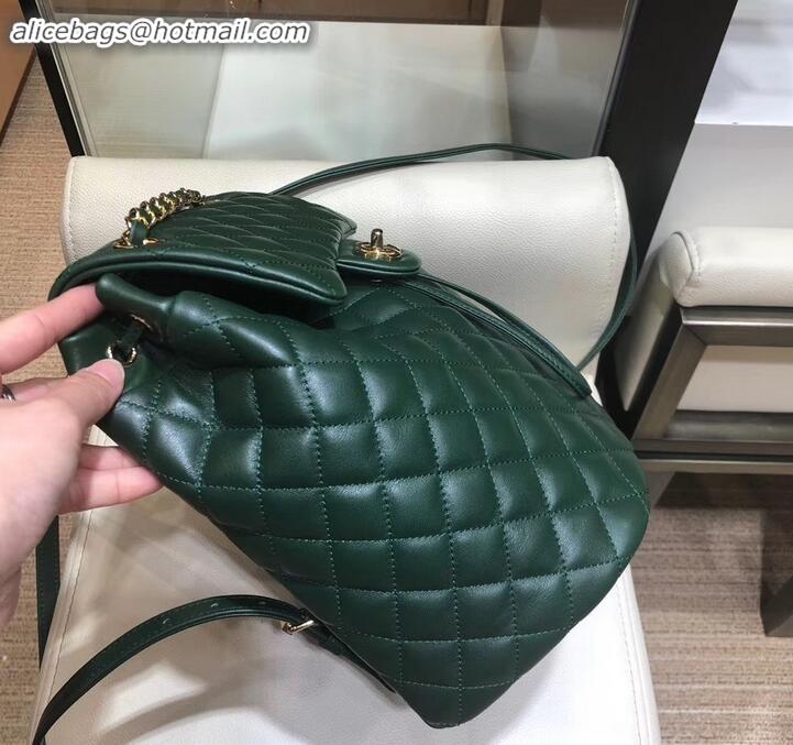 Top Quality Chanel Quilting sheepskin Backpack Bag A91121 green with gold hardware