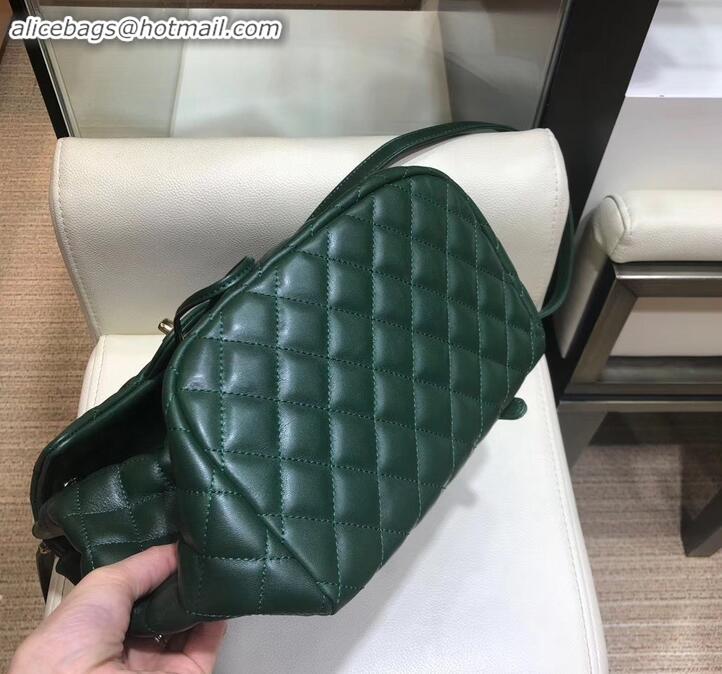 Top Quality Chanel Quilting sheepskin Backpack Bag A91121 green with gold hardware