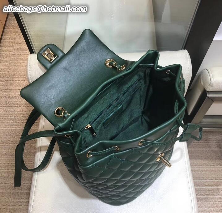 Top Quality Chanel Quilting sheepskin Backpack Bag A91121 green with gold hardware