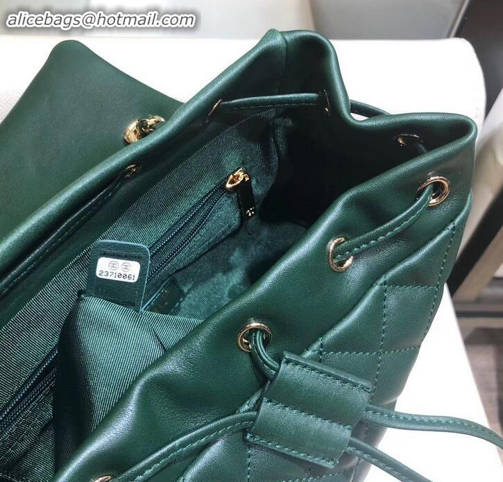 Top Quality Chanel Quilting sheepskin Backpack Bag A91121 green with gold hardware