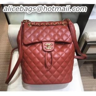 Top Design Chanel Quilting sheepskin Backpack Bag A91121 burgundy with gold hardware