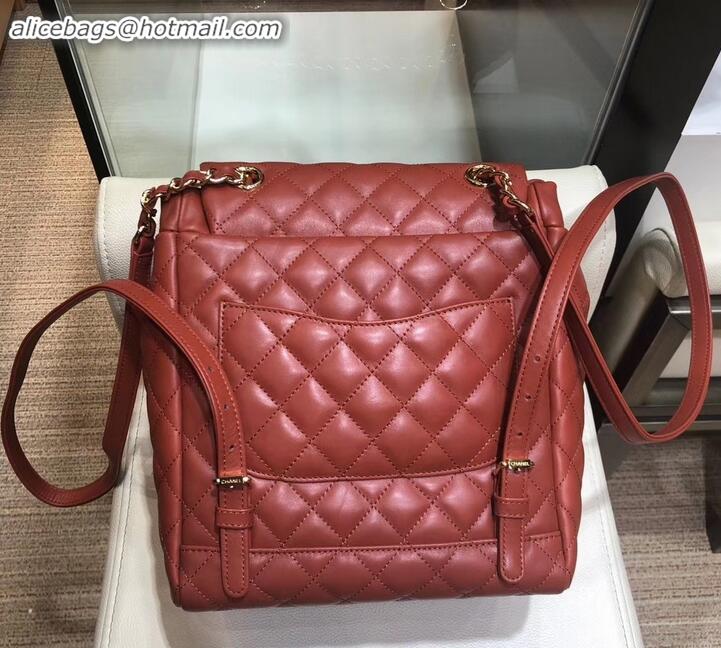 Top Design Chanel Quilting sheepskin Backpack Bag A91121 burgundy with gold hardware