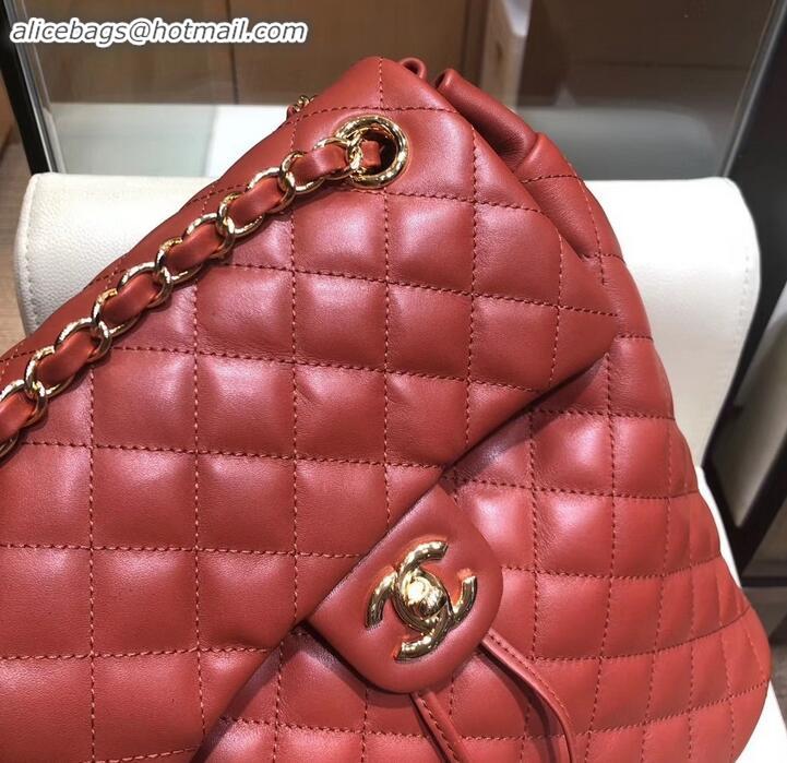 Top Design Chanel Quilting sheepskin Backpack Bag A91121 burgundy with gold hardware