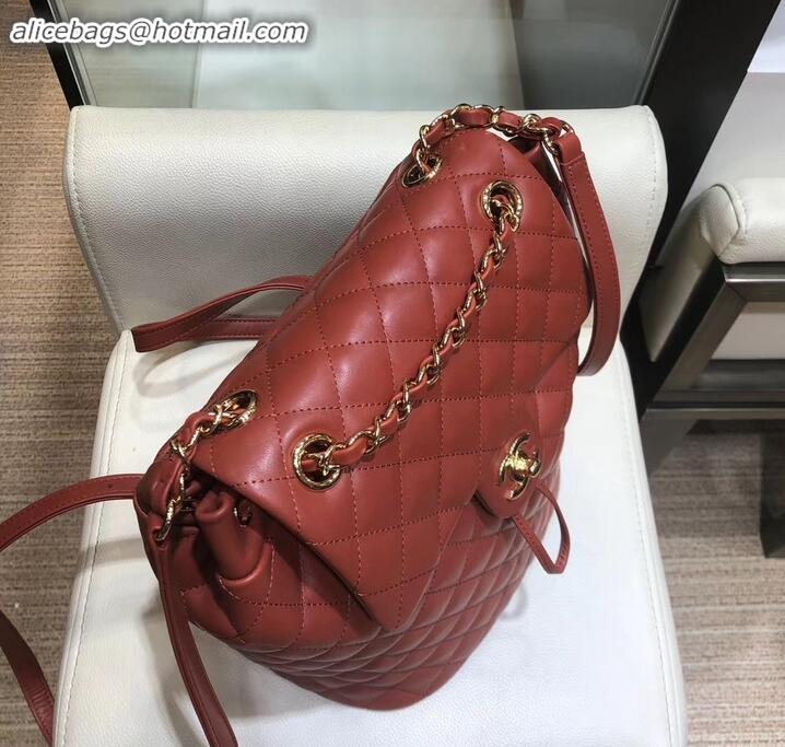 Top Design Chanel Quilting sheepskin Backpack Bag A91121 burgundy with gold hardware