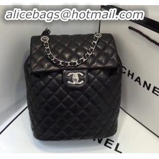 Best Product Chanel Quilting sheepskin Backpack Bag A91121 black with silver hardware