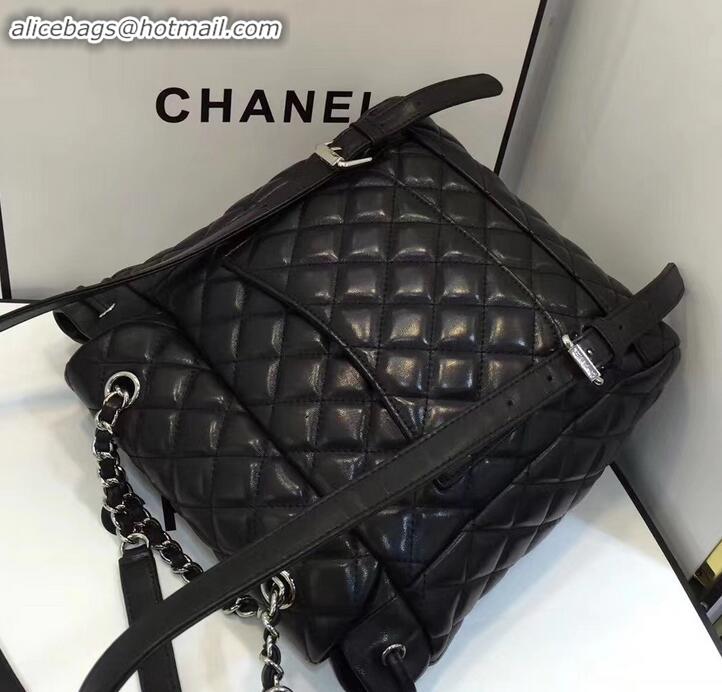 Best Product Chanel Quilting sheepskin Backpack Bag A91121 black with silver hardware