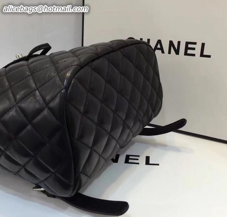 Best Product Chanel Quilting sheepskin Backpack Bag A91121 black with silver hardware