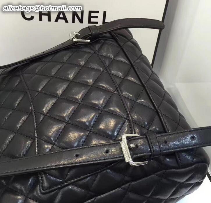 Best Product Chanel Quilting sheepskin Backpack Bag A91121 black with silver hardware