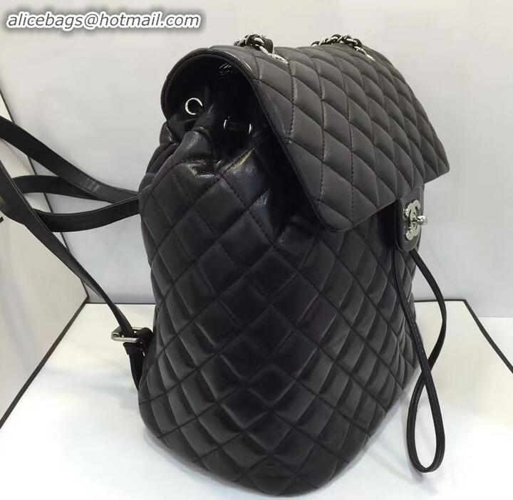 Good Looking Chanel Quilting sheepskin Backpack Bag A91122 black with silver hardware