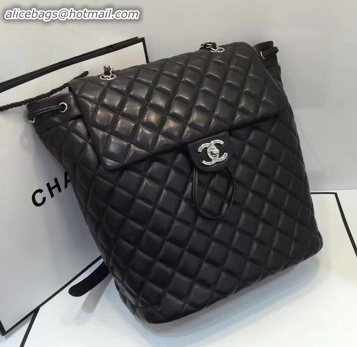 Good Looking Chanel Quilting sheepskin Backpack Bag A91122 black with silver hardware