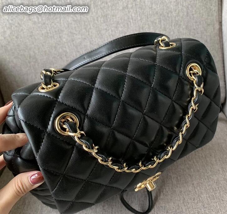 Luxury Chanel Quilting sheepskin Backpack Bag A91121 black with gold hardware