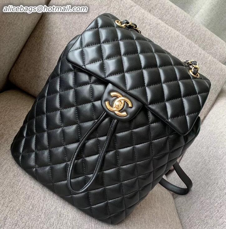 Luxury Chanel Quilting sheepskin Backpack Bag A91121 black with gold hardware