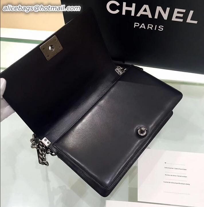 Top Design chanel new medium le boy bag black in sheepskin leather with silver hardware A090501