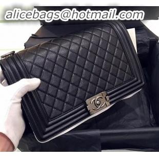 Top Quality chanel new medium le boy bag black in caviar leather with silver hardware A090504