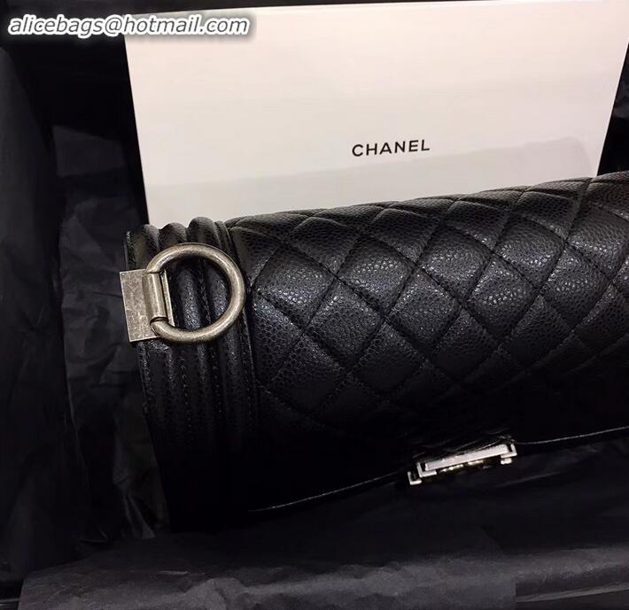 Top Quality chanel new medium le boy bag black in caviar leather with silver hardware A090504