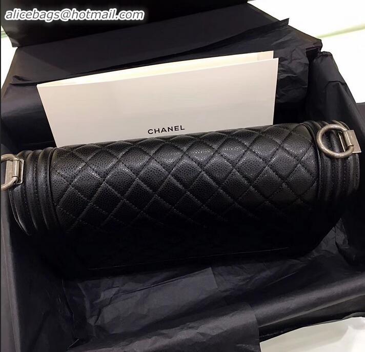 Top Quality chanel new medium le boy bag black in caviar leather with silver hardware A090504