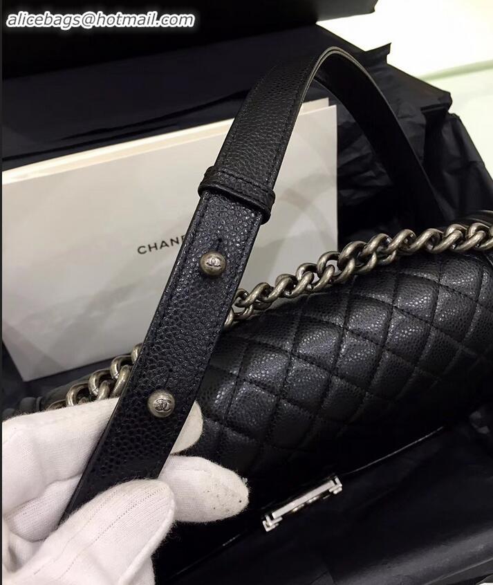 Top Quality chanel new medium le boy bag black in caviar leather with silver hardware A090504