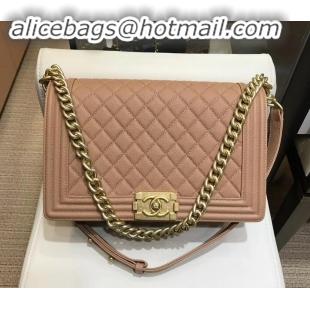 Unique Grade chanel new medium le boy bag nude pink in caviar leather with gold hardware A090504