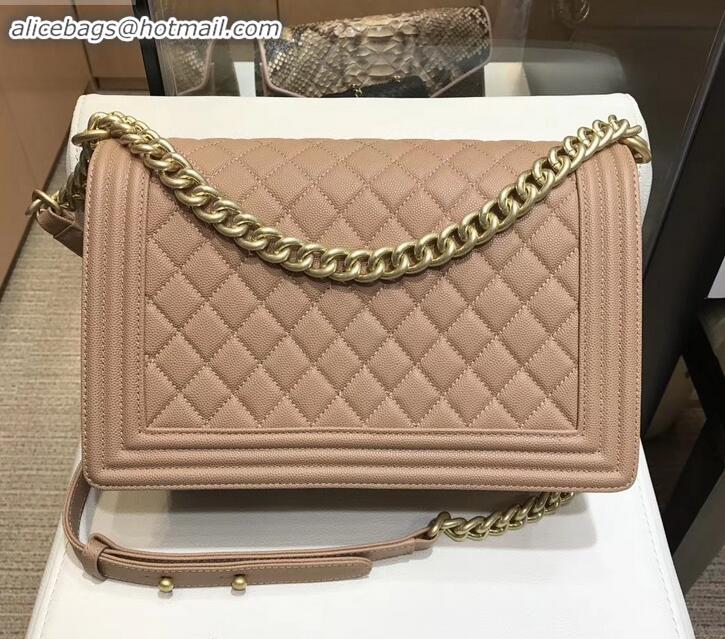 Unique Grade chanel new medium le boy bag nude pink in caviar leather with gold hardware A090504