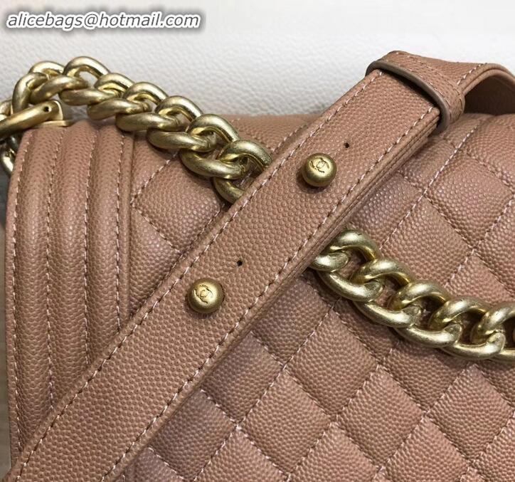 Unique Grade chanel new medium le boy bag nude pink in caviar leather with gold hardware A090504