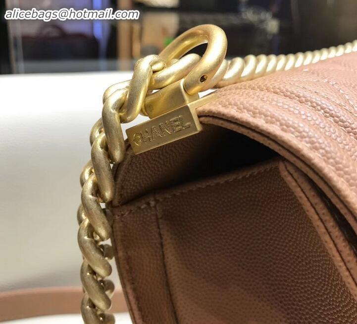 Unique Grade chanel new medium le boy bag nude pink in caviar leather with gold hardware A090504