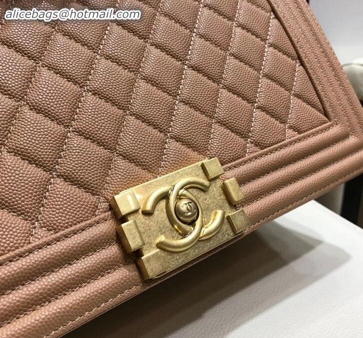 Unique Grade chanel new medium le boy bag nude pink in caviar leather with gold hardware A090504