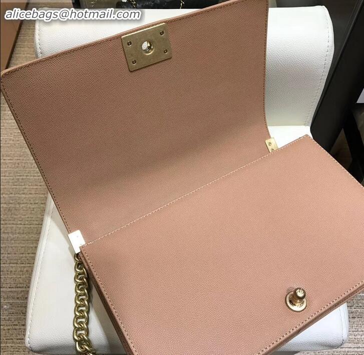 Unique Grade chanel new medium le boy bag nude pink in caviar leather with gold hardware A090504