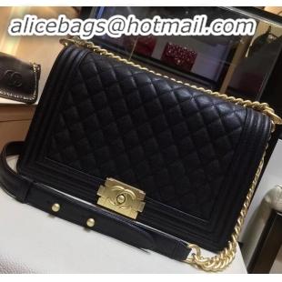 Best Quality chanel new medium le boy bag black in caviar leather with gold hardware A090504