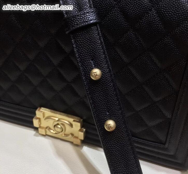 Best Quality chanel new medium le boy bag black in caviar leather with gold hardware A090504