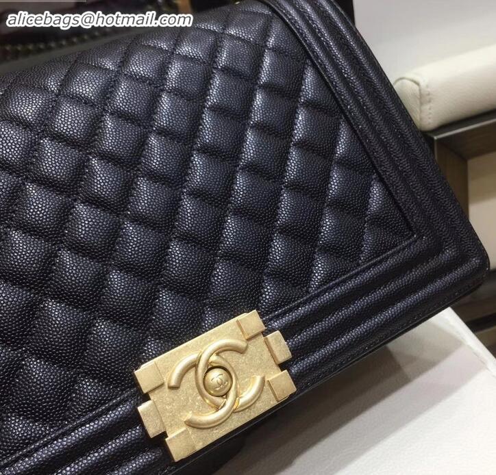 Best Quality chanel new medium le boy bag black in caviar leather with gold hardware A090504