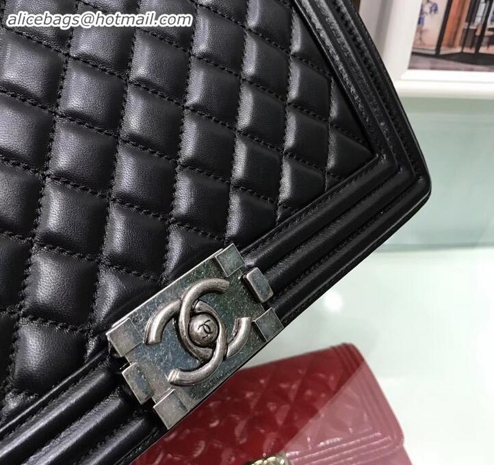 Top Quality chanel new medium le boy bag black in sheepskin leather with silver hardware A090504