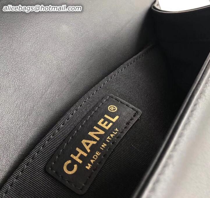 New Style Chanel Calfskin and Gold-Tone Metal Medium Boy Flap Bag Black A090504