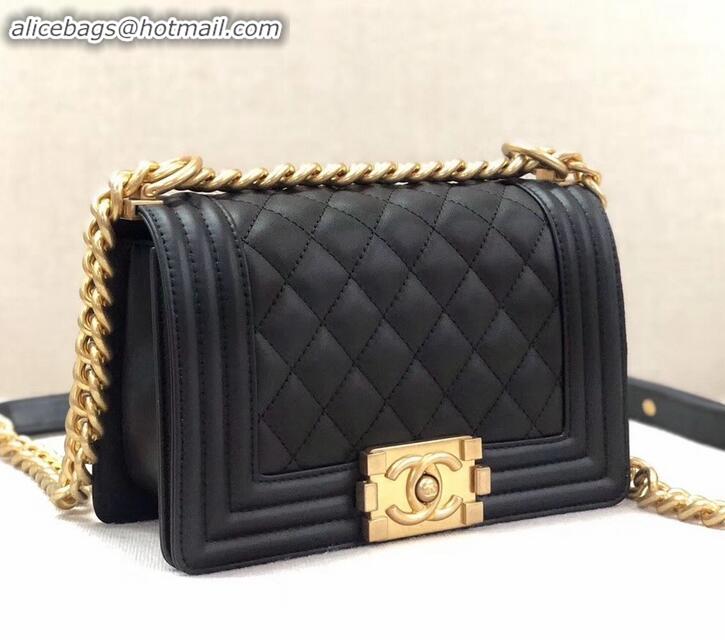 Discount Chanel Calfskin and Gold-Tone Metal Small Boy Flap Bag Black A090505