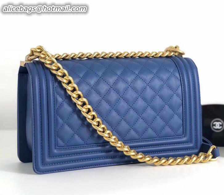 Charming Chanel Calfskin and Gold-Tone Metal Medium Boy Flap Bag Dark Blue A090506