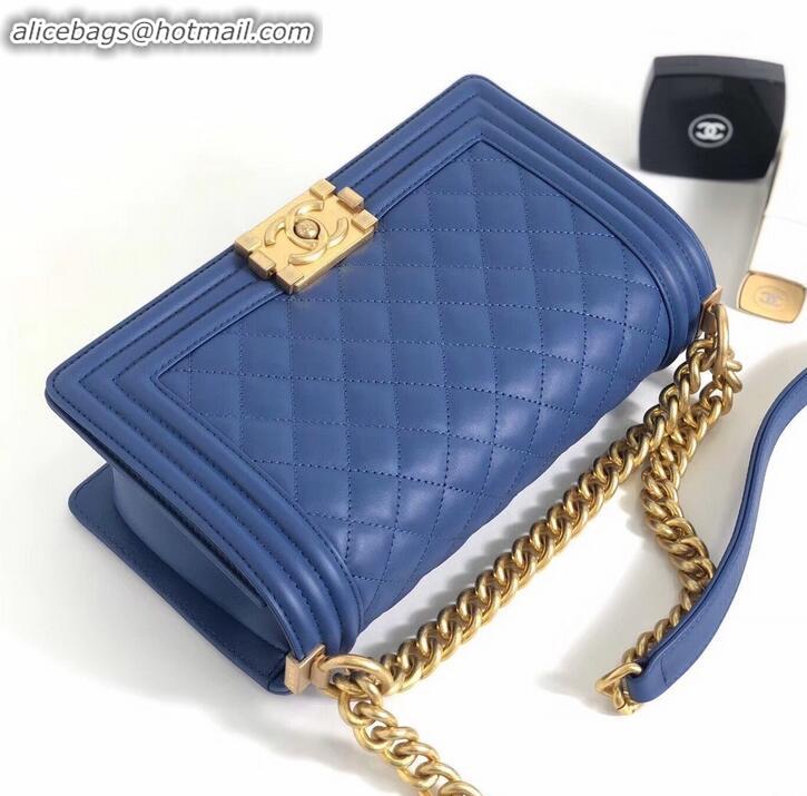 Charming Chanel Calfskin and Gold-Tone Metal Medium Boy Flap Bag Dark Blue A090506