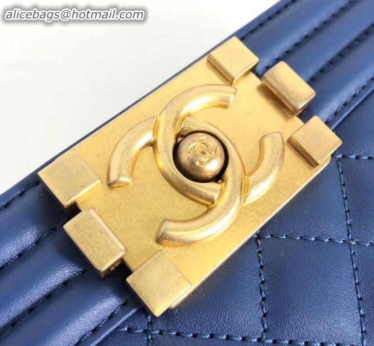 Charming Chanel Calfskin and Gold-Tone Metal Medium Boy Flap Bag Dark Blue A090506