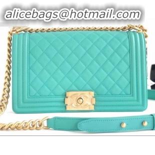 New Design Chanel Calfskin and Gold-Tone Metal Medium Boy Flap Bag A090506 Turquoise 