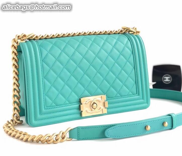 New Design Chanel Calfskin and Gold-Tone Metal Medium Boy Flap Bag A090506 Turquoise 