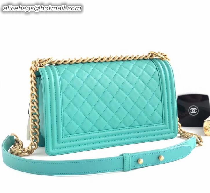 New Design Chanel Calfskin and Gold-Tone Metal Medium Boy Flap Bag A090506 Turquoise 