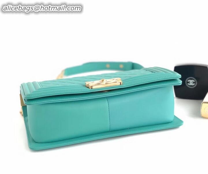 New Design Chanel Calfskin and Gold-Tone Metal Medium Boy Flap Bag A090506 Turquoise 