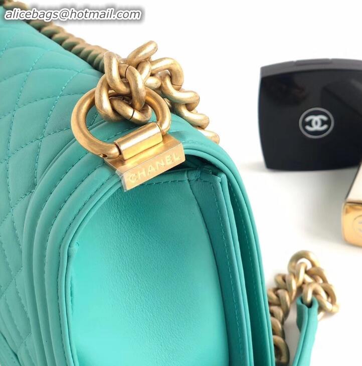 New Design Chanel Calfskin and Gold-Tone Metal Medium Boy Flap Bag A090506 Turquoise 