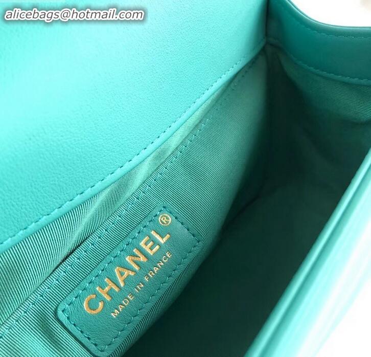 New Design Chanel Calfskin and Gold-Tone Metal Medium Boy Flap Bag A090506 Turquoise 