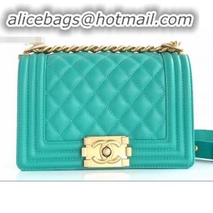 Super Quality Chanel Calfskin and Gold-Tone Metal Small Boy Flap Bag Turquoise A090506