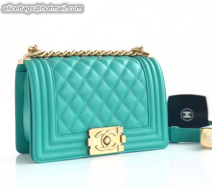 Super Quality Chanel Calfskin and Gold-Tone Metal Small Boy Flap Bag Turquoise A090506